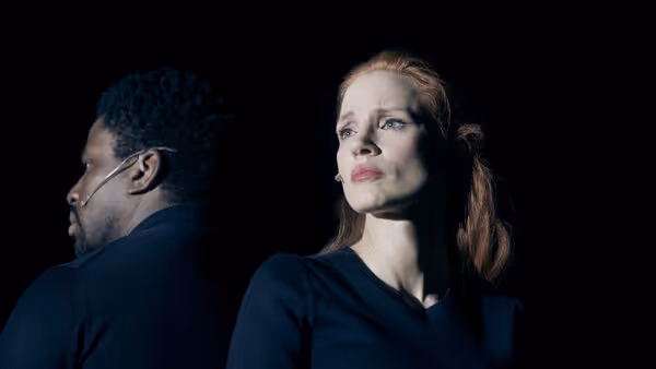 Okieriete Onaodowan and Jessica Chastain Photo