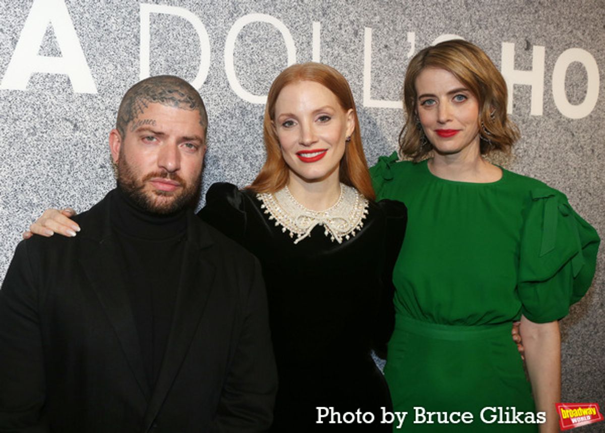 Director Jamie Lloyd, Jessica Chastain and Playwright Amy Herzog at 