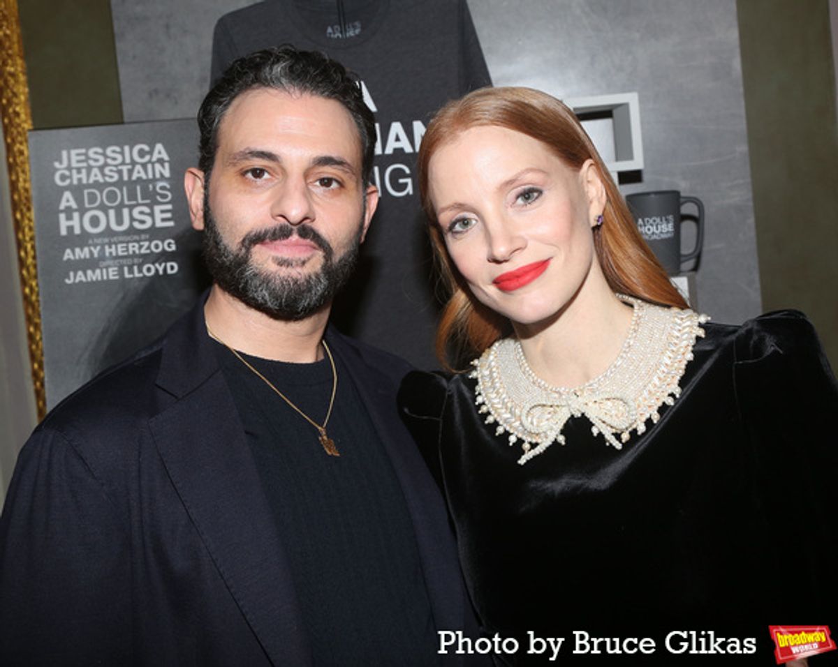 Arian Moayed and Jessica Chastain at 