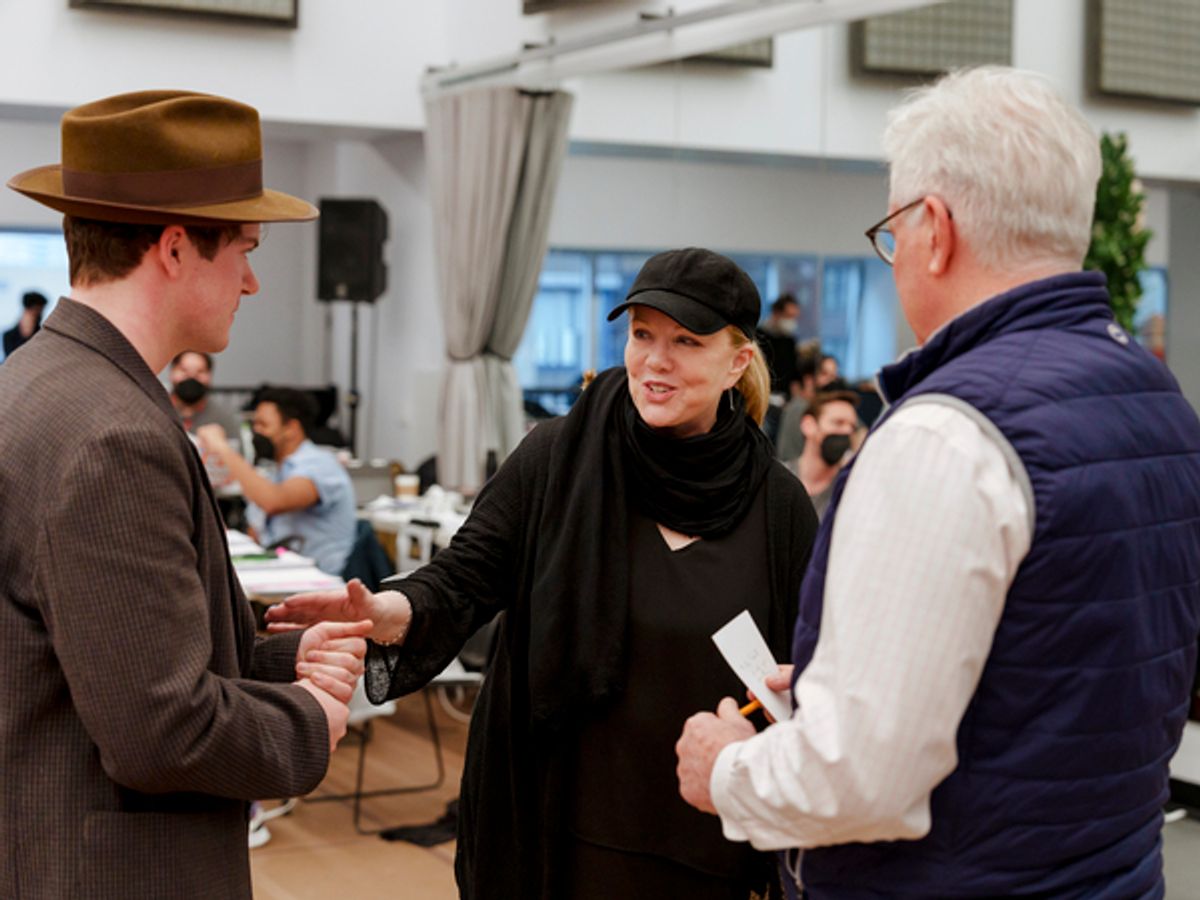 Colton Ryan, Susan Stroman, David Thompson at 