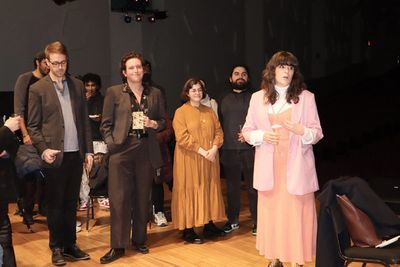 (L-R) Sam Hood Adrain, James Clements, Brynne Oster-Bainnson and partner, Meghan Heal Photo