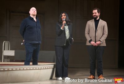 Co-Puppet Designer and Movement Director Finn Caldwell, Playwright Lolita Chakrabarti Photo