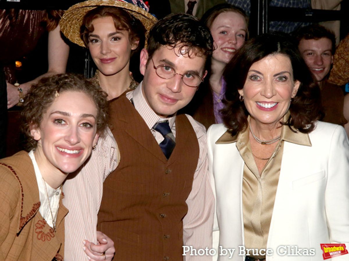 Kelli Barrett, Micaela Diamond, Ben Platt and New York State Governor Kathy Hochul at 