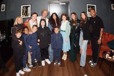 Ben Joyce, Roger Bart, Saint West, Kim Kardashian, and Amber Davies, and Friends Photo