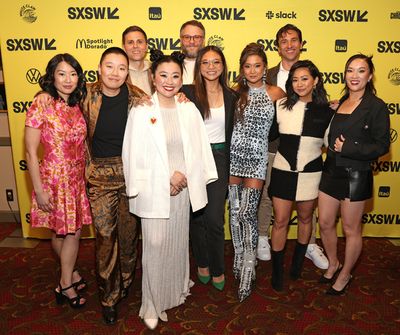 Cherry Chevapravatdumrong, Sabrina Wu, Josh Fagan, Sherry Cola, Seth Rogen, Adele Lim Photo