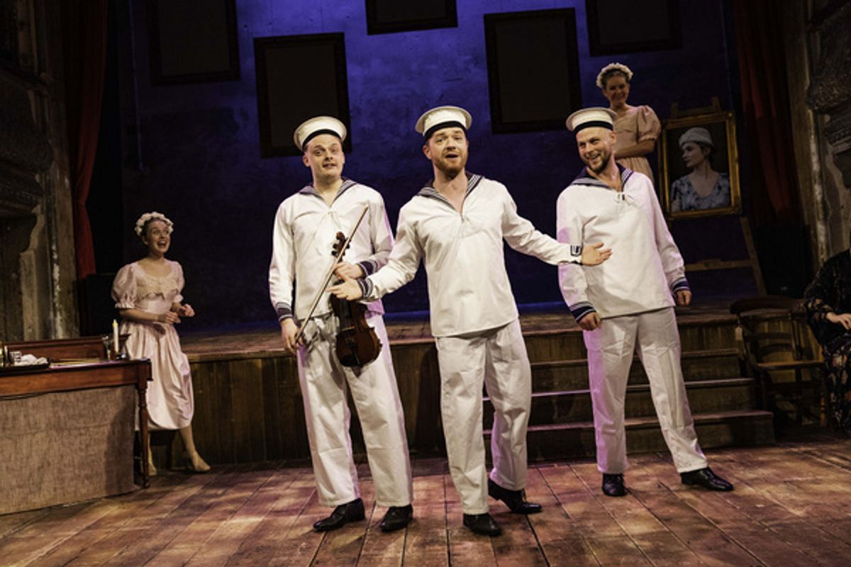 Edward Watchman (Harry), Kieran Parrott (Richard Dauntless) and Max Panks (Thomas)  (photo: Mark Senior) at 