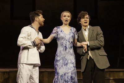 Kieran Parrott (Richard Dauntless) with Madeline Robinson (Rose Maybud) and Joe Winte Photo