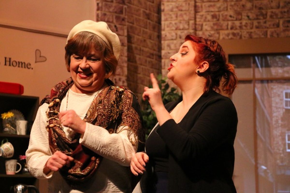 Vicki (Katie Torresan) and her mother Moira (Kathleen Walsh) sharing a laugh. Photo: Wendy Wagner. at 