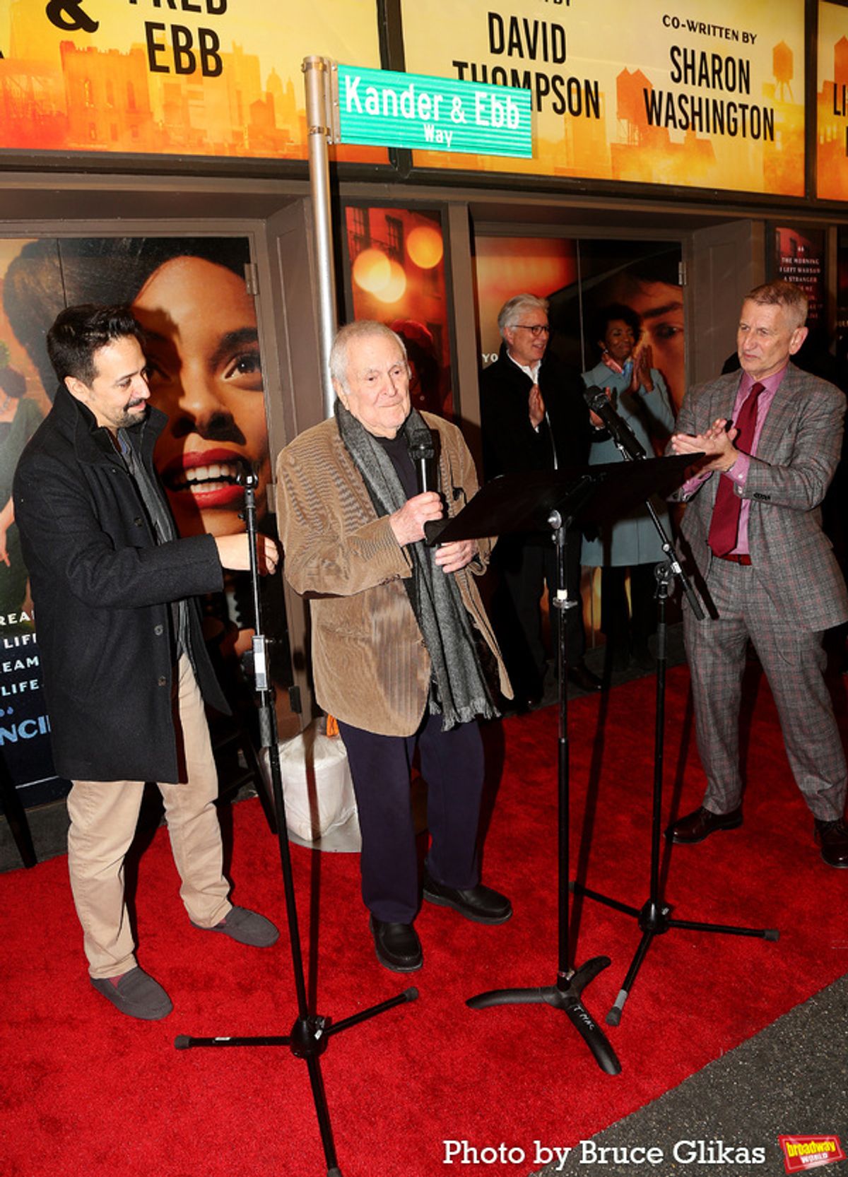 Lin-Manuel Miranda, John Kander, David Thompson, Sharon Washington and  Tom Kirdahy  at 