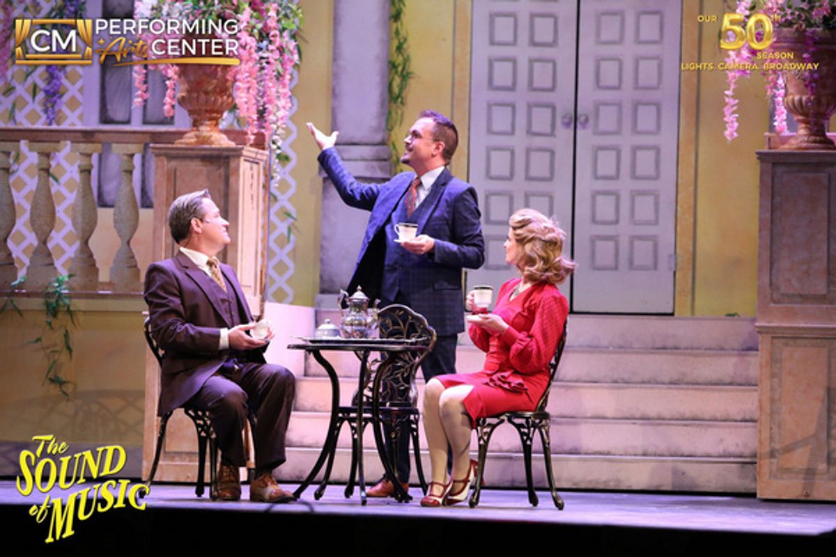 Steve Corbellini (Captain von Trapp), Ronnie Green (Max), Mary Caulfield (Elsa) at 