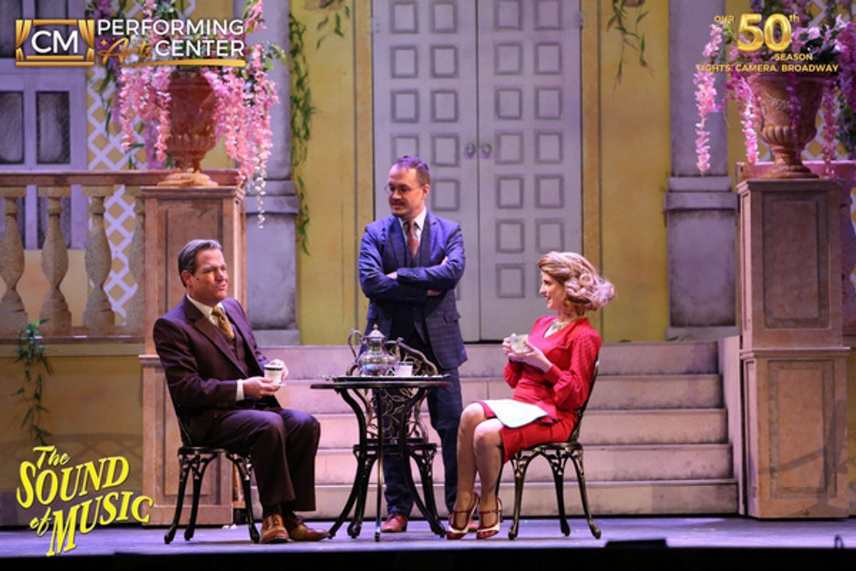 Steve Corbellini (Captain von Trapp), Ronnie Green (Max), Mary Caulfield (Elsa) at 