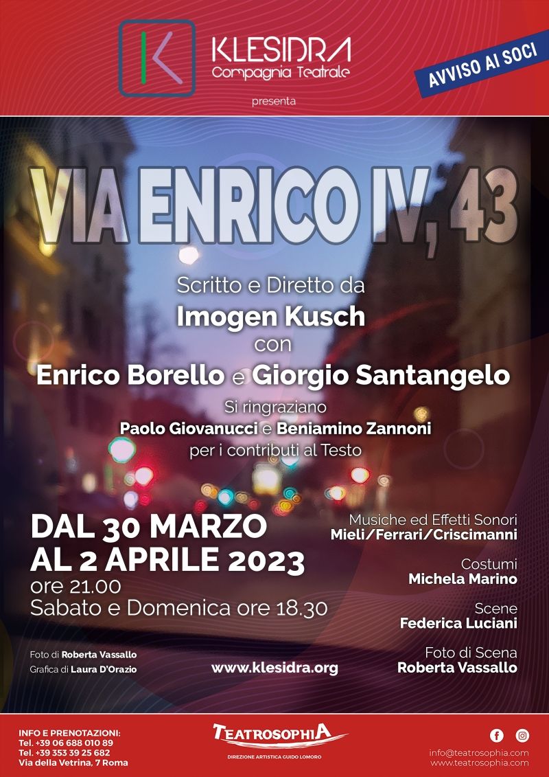 Review: VIA ENRICO IV, 43 al TEATROSOPHIA Review: VIA ENRICO IV, 43 al TEATROSOPHIA Image