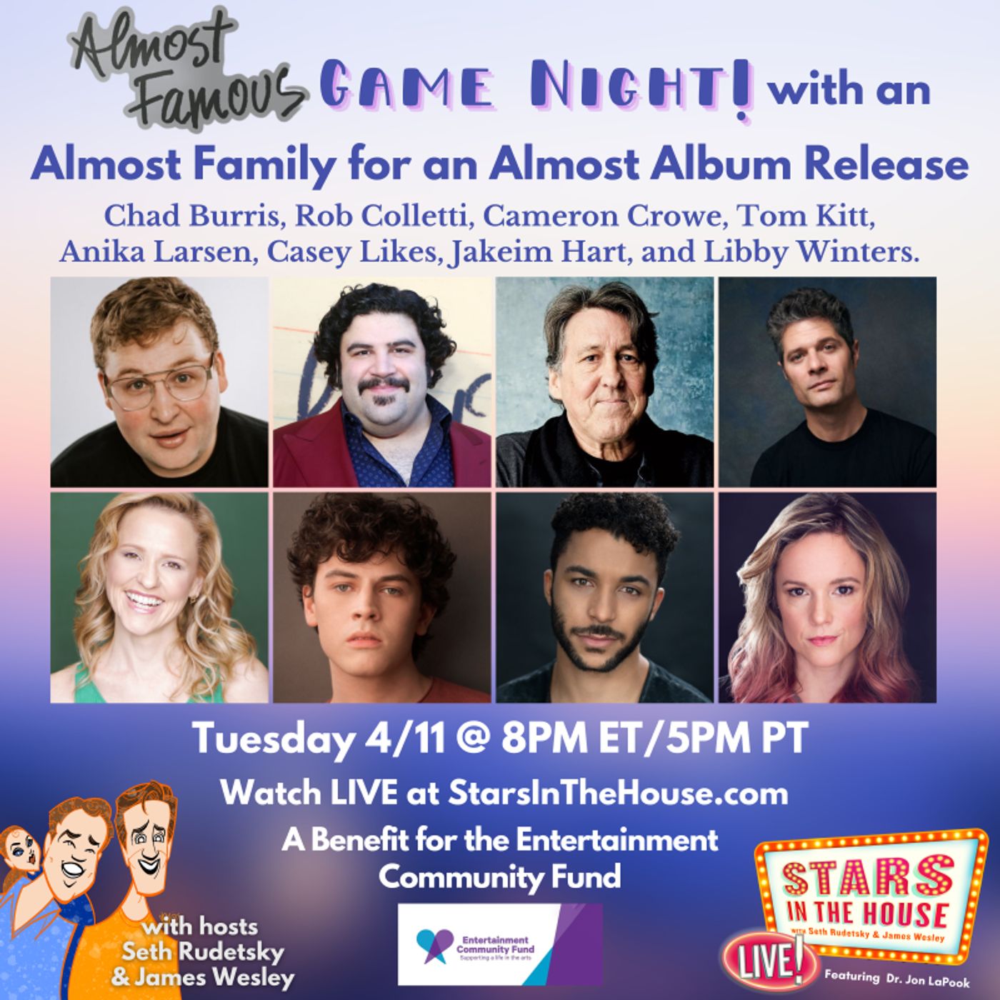 STARS IN THE HOUSE to Host Game Night With ALMOST FAMOUS Cast Members  Image