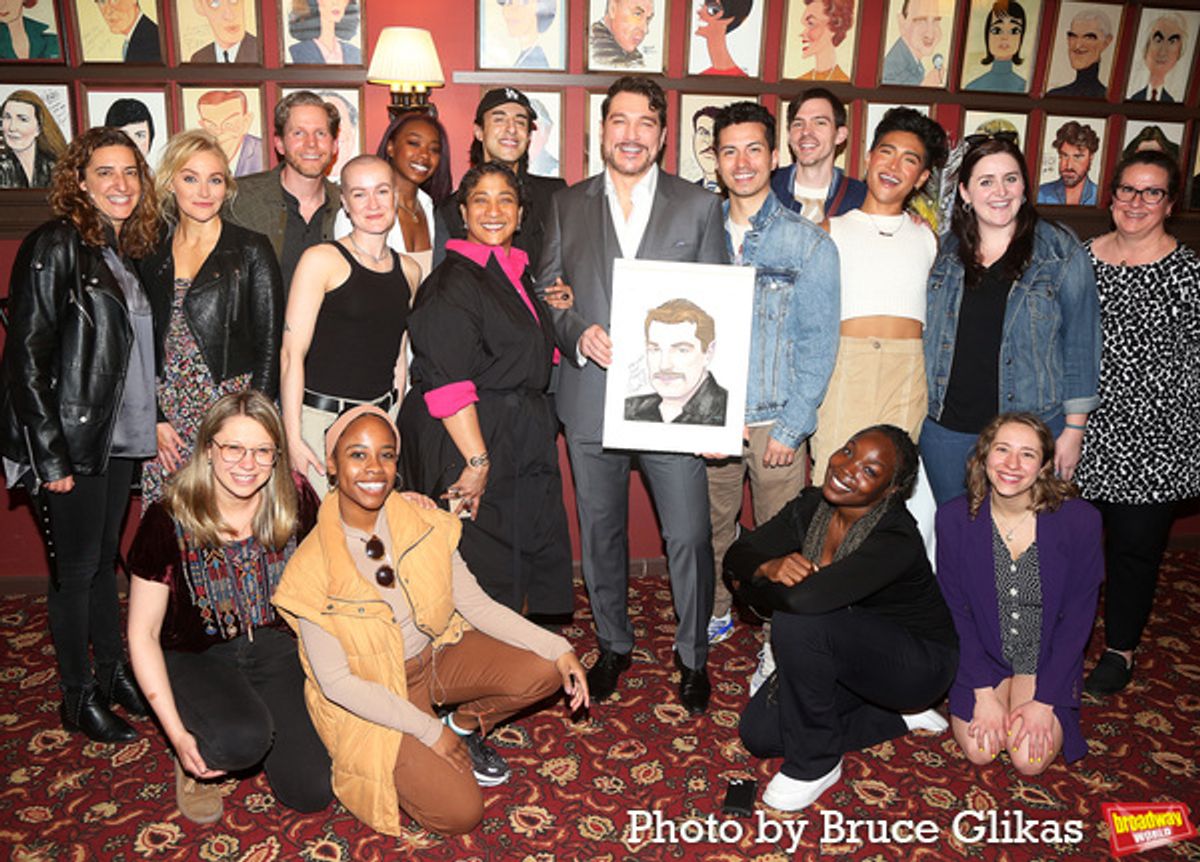 (Back Row L-R) Eva Price, Betsy Wolfe, Stark Sands, Bobby “Pocket” Horner, Rachel Webb, Matt Raffy, Melanie La Barrie, Paulo Szot, Philippe Arroyo, Joe Moeller, Justin David Sullivan, Annie Schroeder and Kim Kelley (Bottom  Row L-R) Haley Bennett, Kim Onah, Veronica Otim and Susanna Wolk at 