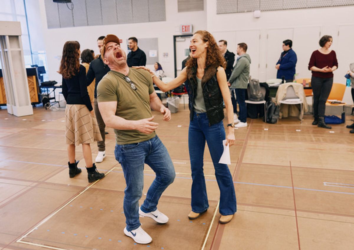 David Michael Garry and Valeria Solomonoff in rehearsal for Evita, at American Repertory Theater beginning May 17. at 