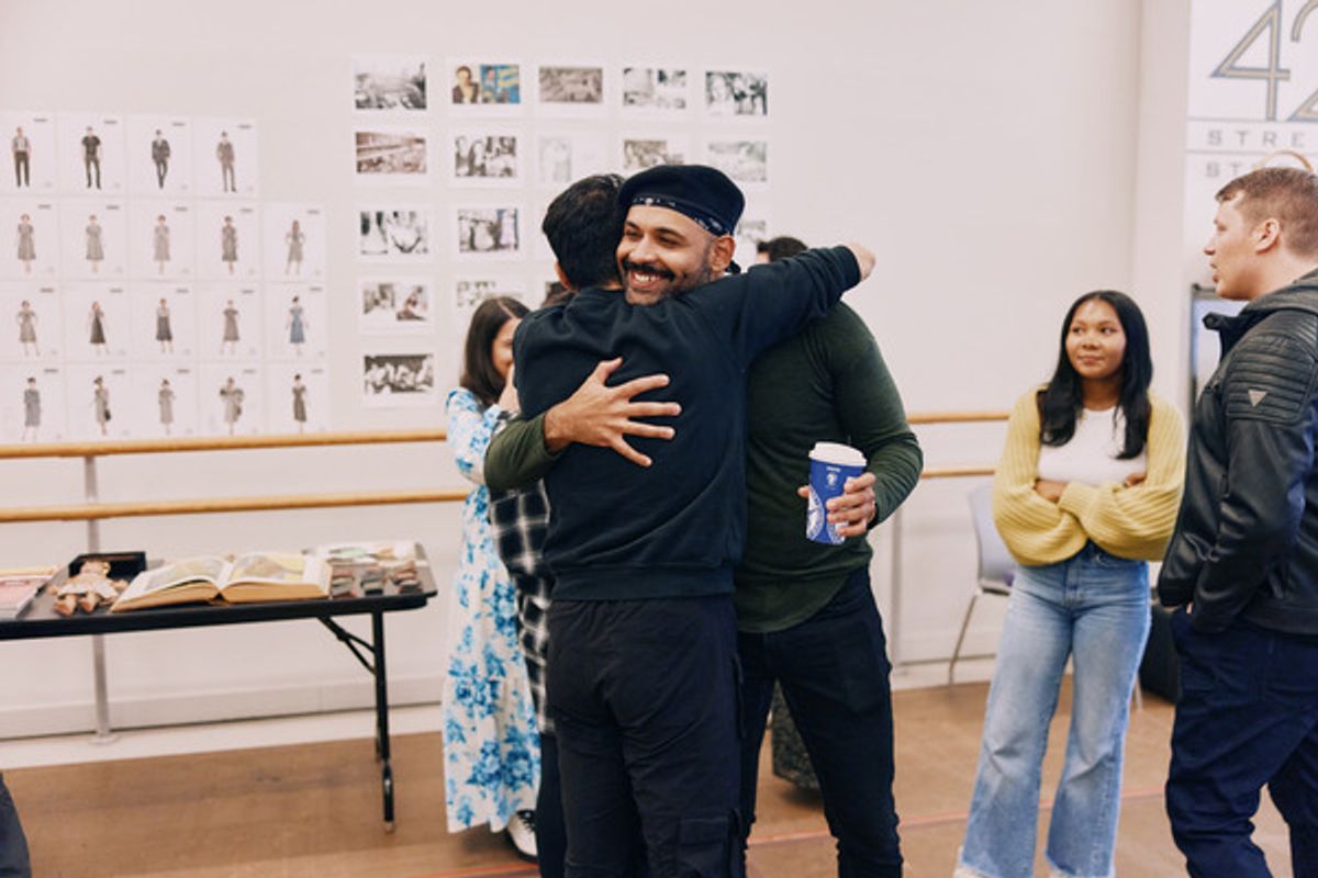 Miguel Angel Vasquez, Leonay Shepherd and Eric Anthony Lopez in rehearsal for Evita, at American Repertory Theater beginning May 17. at 