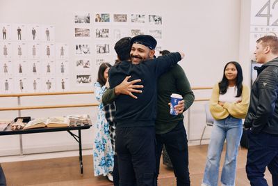 Miguel Angel Vasquez, Leonay Shepherd and Eric Anthony Lopez in rehearsal for Evita,  Photo