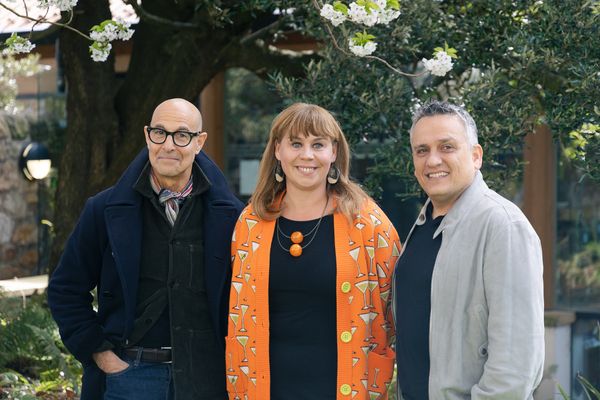 Stanley Tucci, Ania Trzebiatowska, Joe Russo Photo