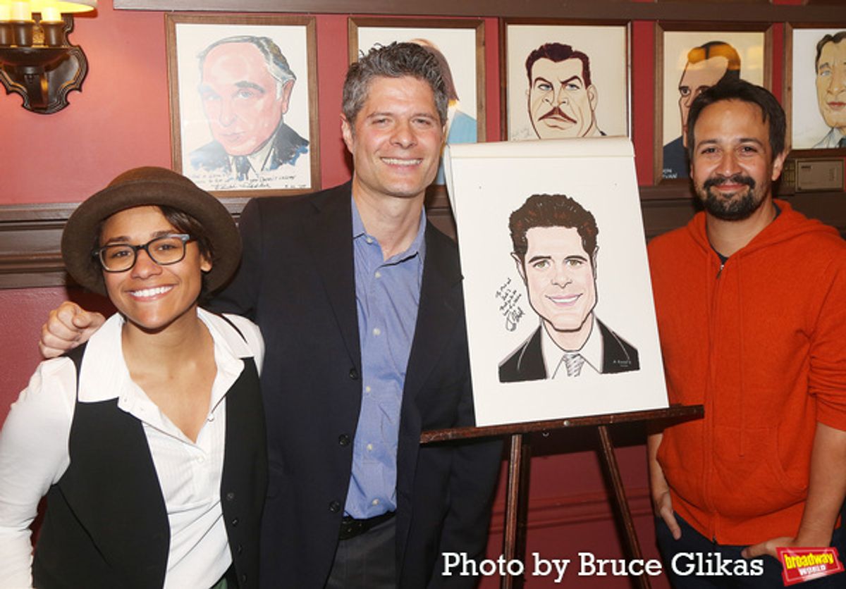 Ariana DeBose, Tom Kitt and Lin-Manuel Miranda  at 