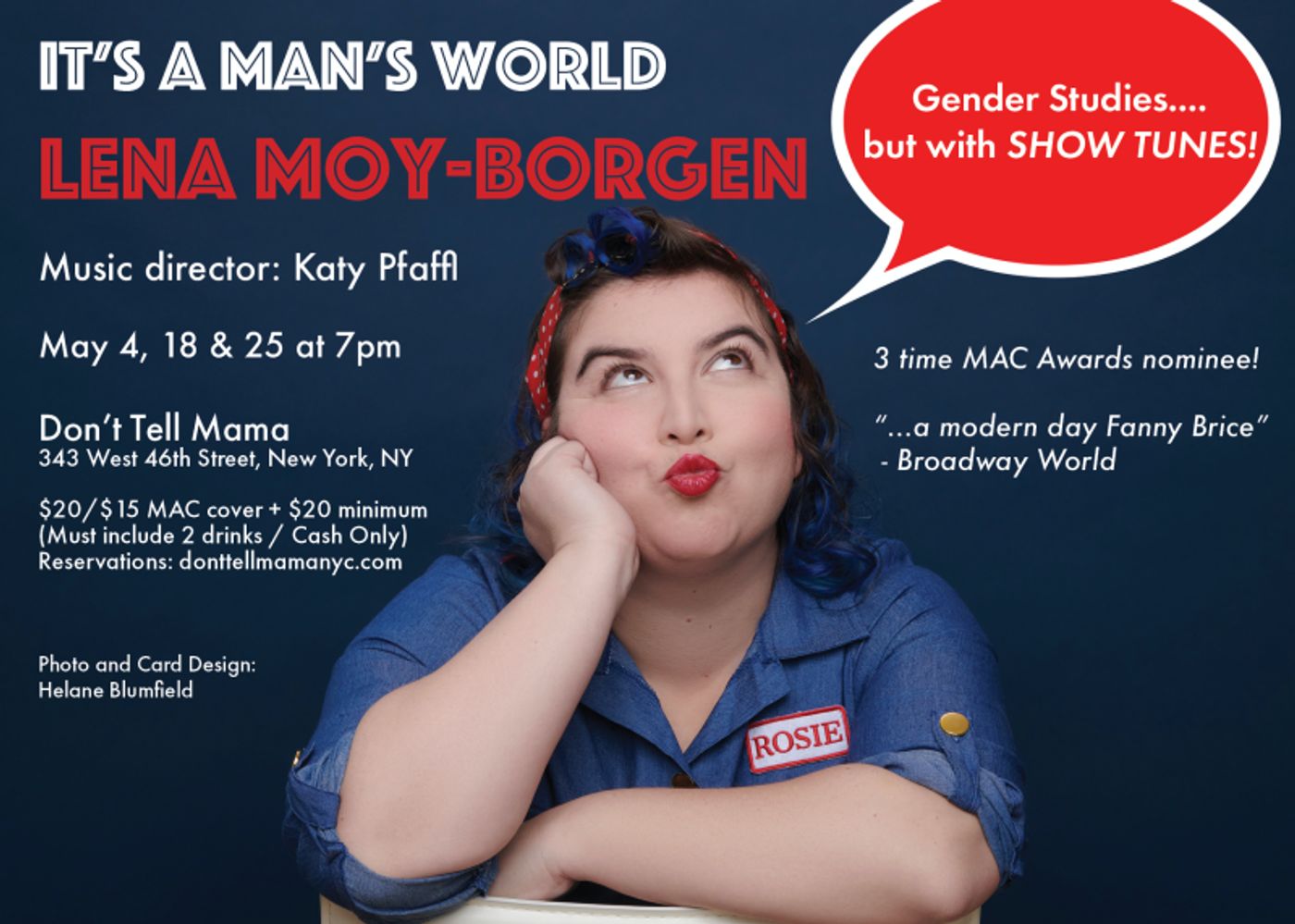 Lena Moy-Borgen To Debut New Show IT'S A MAN'S WORLD at Don't Tell Mama Lena Moy-Borgen To Debut New Show IT'S A MAN'S WORLD at Don't Tell Mama Image