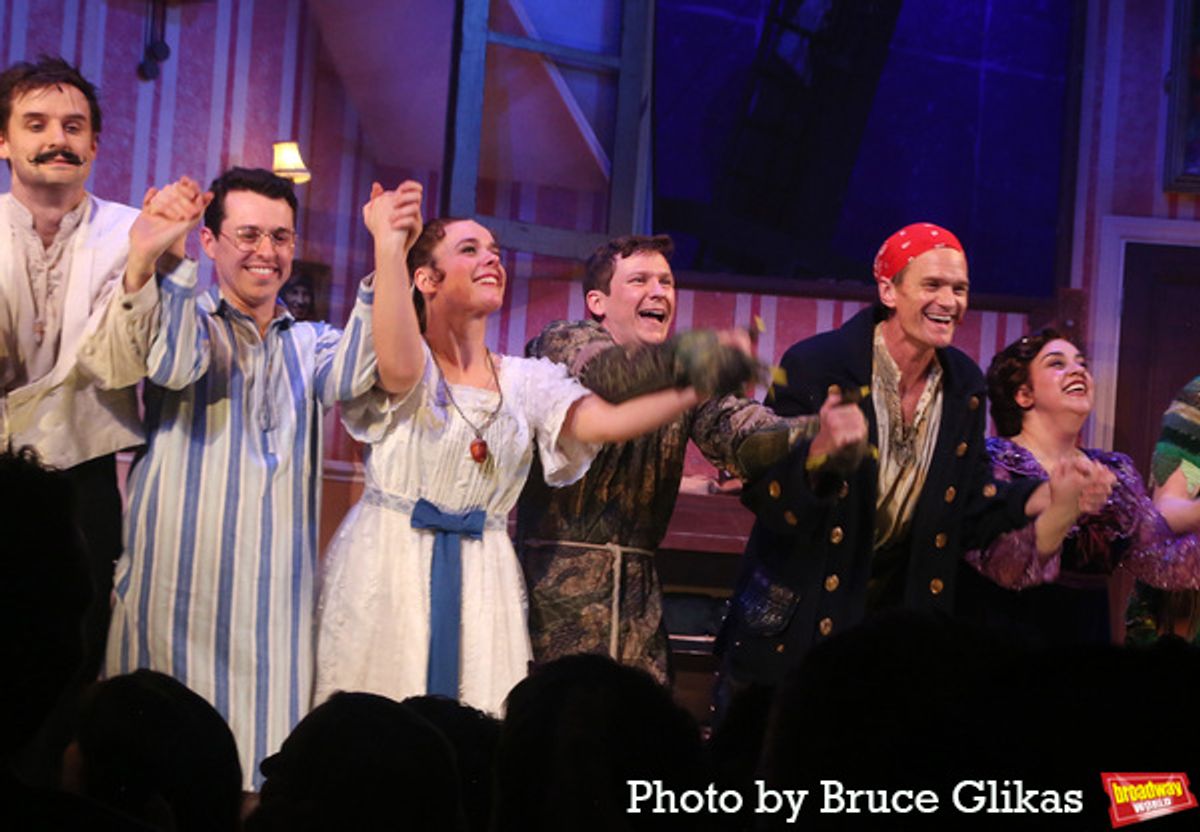 Henry Shields, Jonathan Sayer, Charlie Russell, Matthew Cavendish, Neil Patrick Harris and Nancy Zamit at 