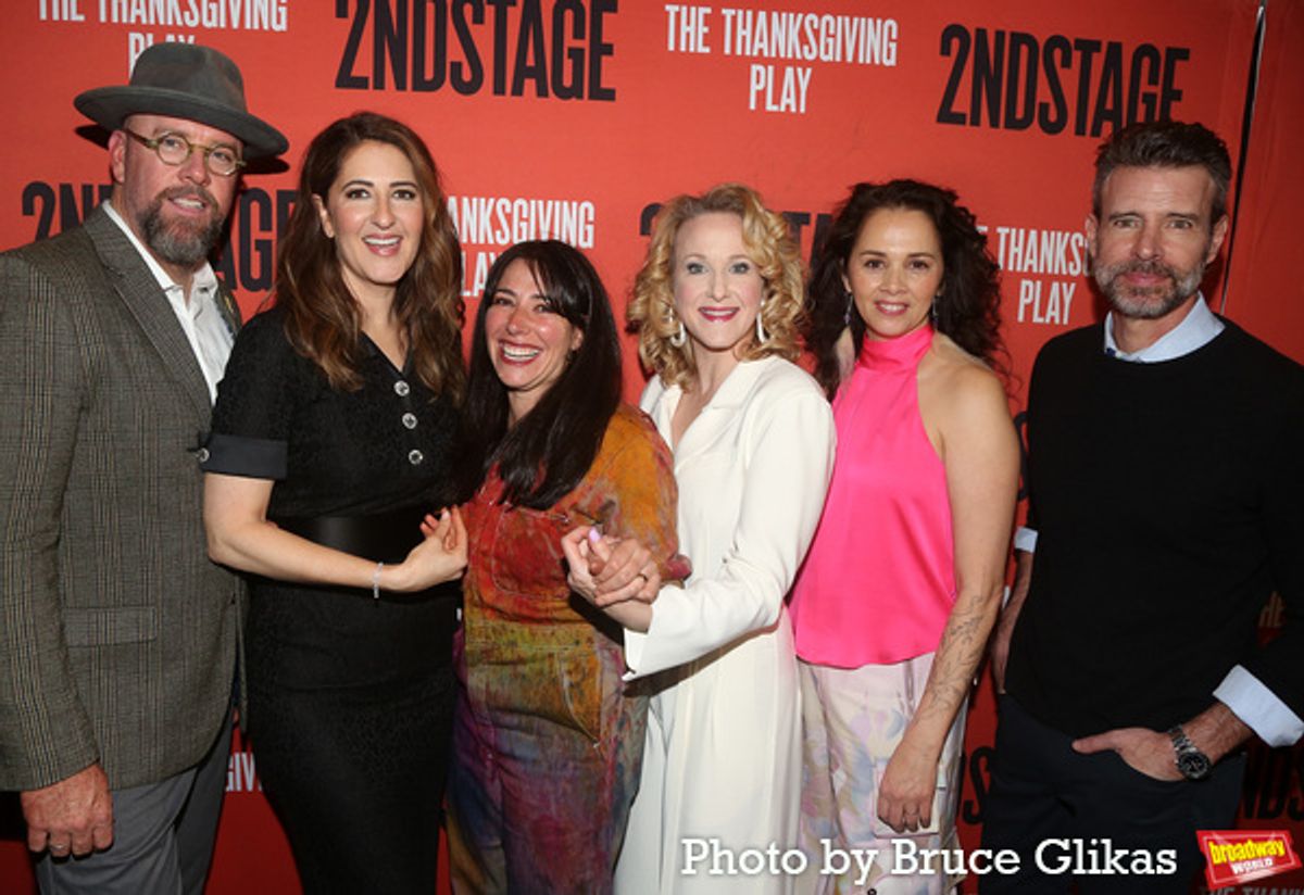Chris Sullivan, D'Arcy Carden, Director Rachel Chavkin, Katie Finneran, Playwright Larissa FastHorse and Scott Foley at 