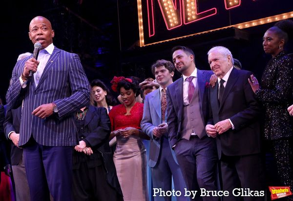 NYC Mayor Eric Adams, Anna Uzele, Colton Ryan, Lin-Manuel Miranda, John Kander and Sh Photo