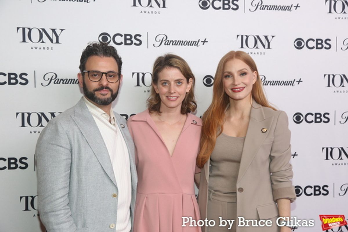 Arian Moayed, Amy Herzog, Jessica Chastain 
 at 