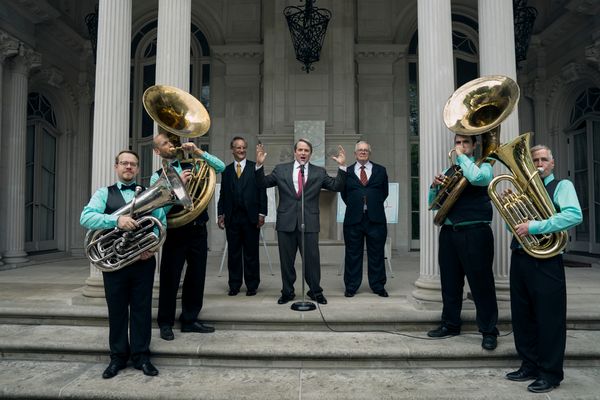 John Rothman as Mortimer Sackler, Matthew Broderick as Richard Sackler, Sam Anderson  Photo