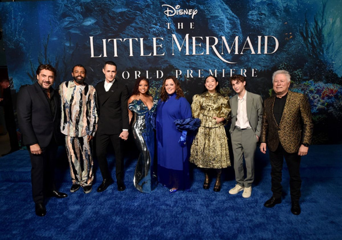 LOS ANGELES, CALIFORNIA - MAY 08: (L-R) Javier Bardem, Daveed Diggs, Jonah Hauer-King, Halle Bailey, Melissa McCarthy, Awkwafina, Jacob Tremblay and Alan Menken attend the World Premiere of Disney's live-action feature 'The Little Mermaid' at the Dolby Theatre in Los Angeles, California on May 08, 2023. (Photo by Alberto E. Rodriguez/Getty Images for Disney) at 