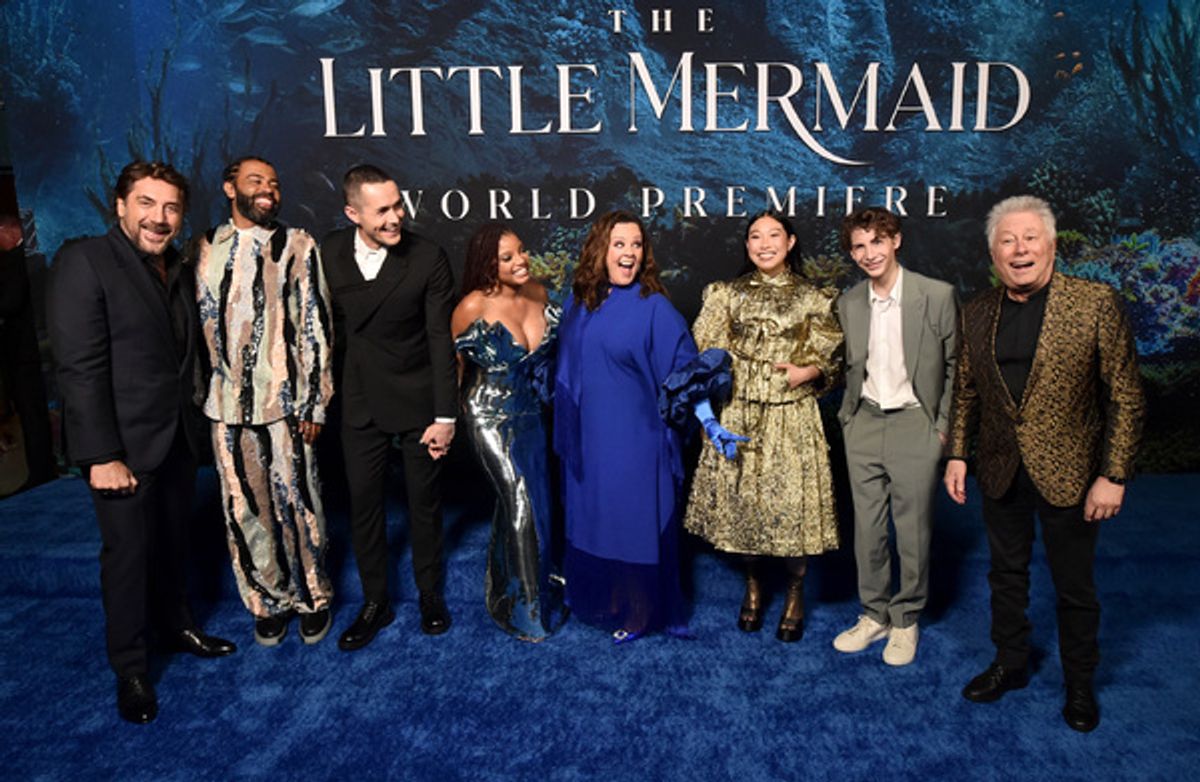 LOS ANGELES, CALIFORNIA - MAY 08: (L-R) Javier Bardem, Daveed Diggs, Jonah Hauer-King, Halle Bailey, Melissa McCarthy, Awkwafina, Jacob Tremblay and Alan Menken attend the World Premiere of Disney's live-action feature 'The Little Mermaid' at the Dolby Theatre in Los Angeles, California on May 08, 2023. (Photo by Alberto E. Rodriguez/Getty Images for Disney) at 