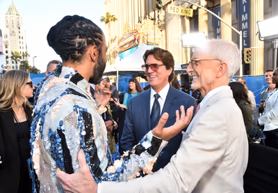 LOS ANGELES, CALIFORNIA - MAY 08: (L-R) Daveed Diggs, Rob Marshall, and John DeLuca a Photo