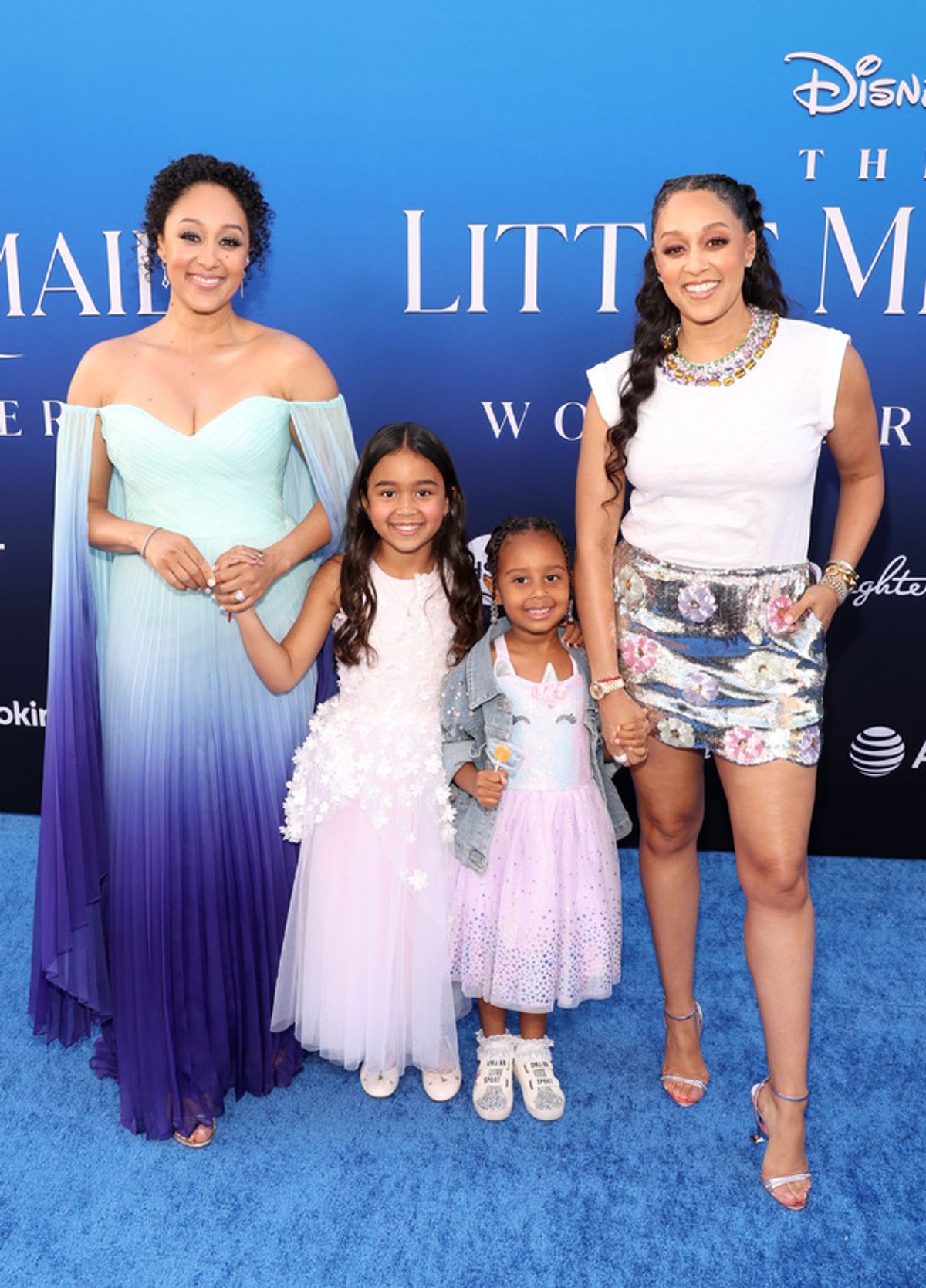 LOS ANGELES, CALIFORNIA - MAY 08: (L-R) Tamera Mowry, Ariah Talea Housley, Cairo Tiahna Hardrict, and Tia Mowry attend the World Premiere of Disney's live-action feature 'The Little Mermaid' at the Dolby Theatre in Los Angeles, California on May 08, 2023. (Photo by Jesse Grant/Getty Images for Disney) at 
