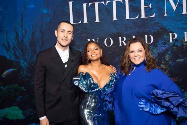 Jonah Hauer-King, Halle Bailey and Melissa McCarthy attend the World Premiere of Disn Photo