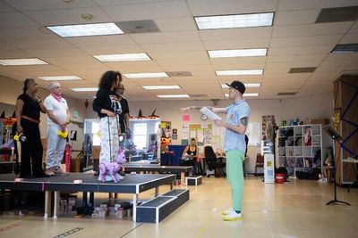 Sam Pinkleton (right) with Cathleen Riddley, Danny Scheie, Chanel Tilghman, and Darry Photo