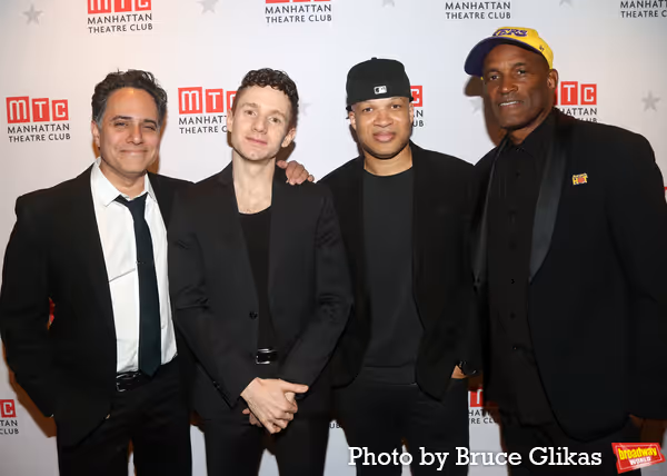 Playwright Rajiv Joseph, Chris Perfetti, Glenn Davis and Director Kenny Leon Photo