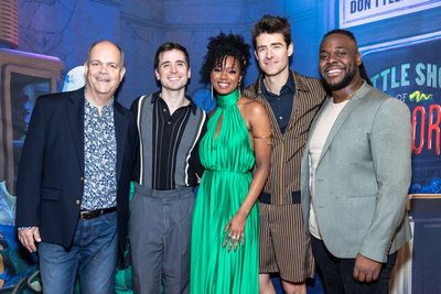 Brad Oscar, Matt Doyle, Joy Woods, Drew Gehling, and Aaron Arnell Harrington  Photo