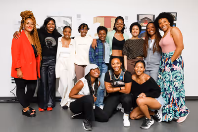 The cast with Lileana Blain-Cruz and Candrice Jones Photo