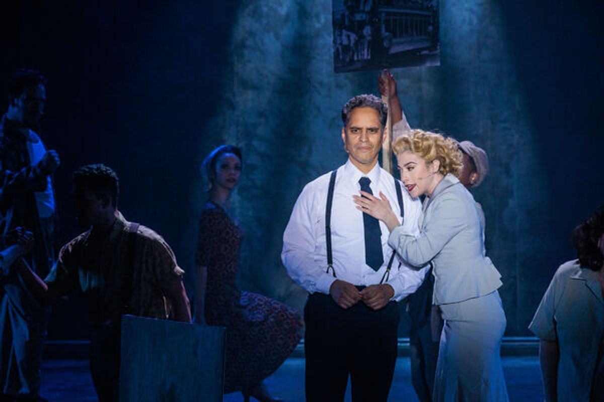 Martin Sola and Samantha Gershman with the Company of The REV Theatre Company’s production of EVITA  at 