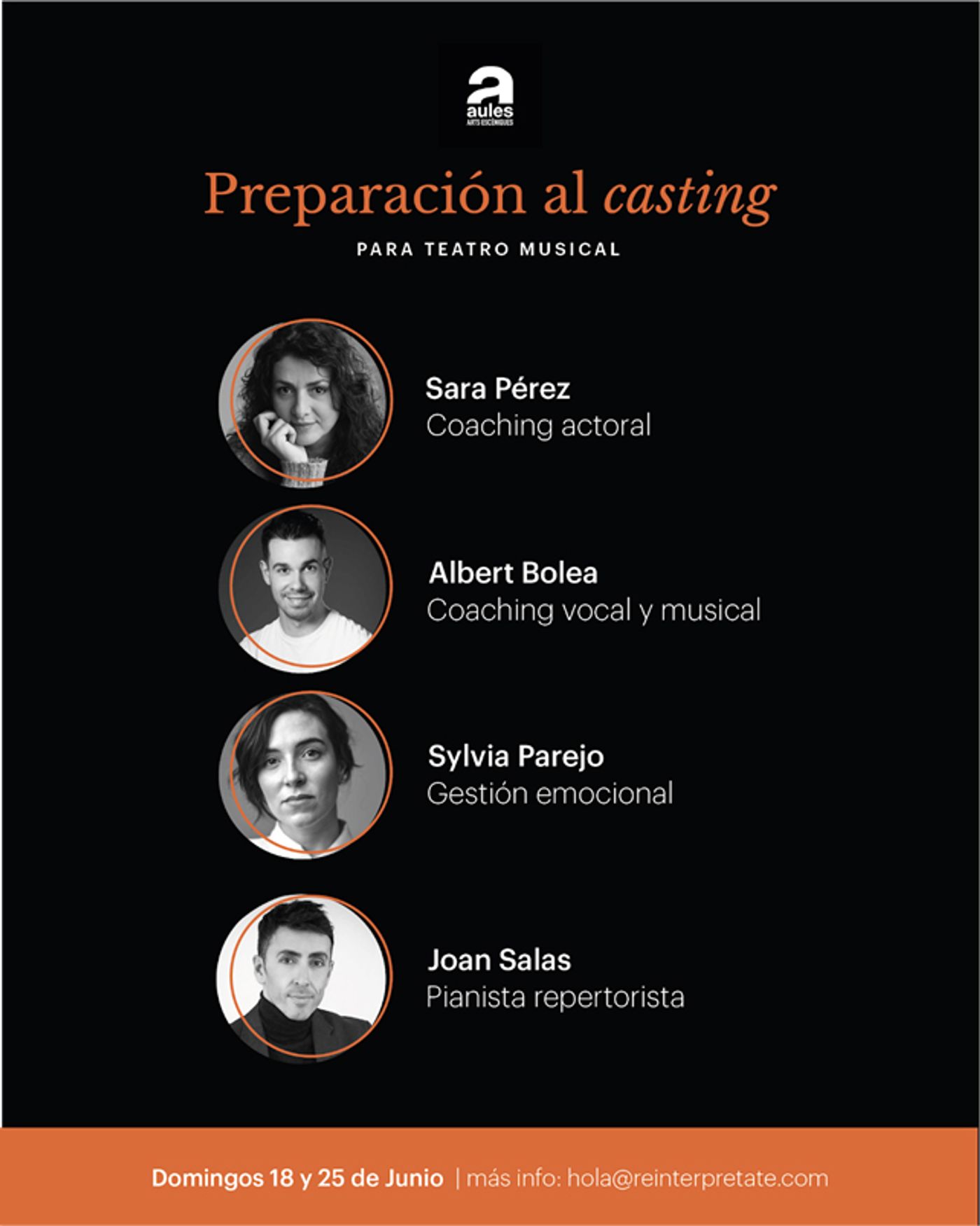 Sara Pérez, Albert Bolea y Sylvia Parejo imparten un curso de preparación al casting de musicales  Image