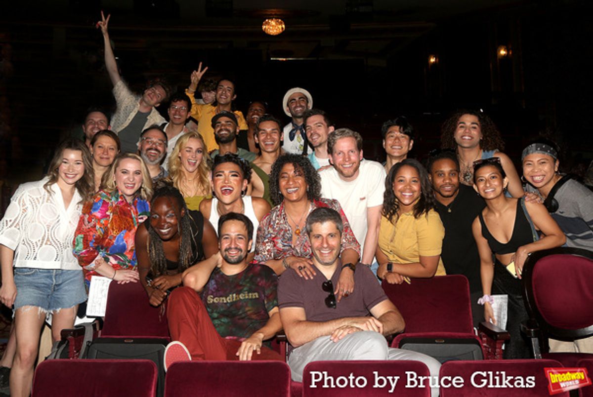 Lin-Manuel Miranda, Bill Sherman, Ben Jackson Walker, Betsy Wolfe, Stark Sands, Justin David Sullivan, Philippe Arroyo, Melanie La Barrie and The Cast of '&Juliet' at 