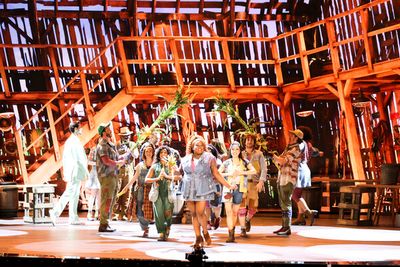 Alex Newell and the cast of Shucked Photo
