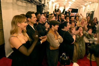 Julianne Hough, Skylar Astin, and Gaten Matarazzo Photo