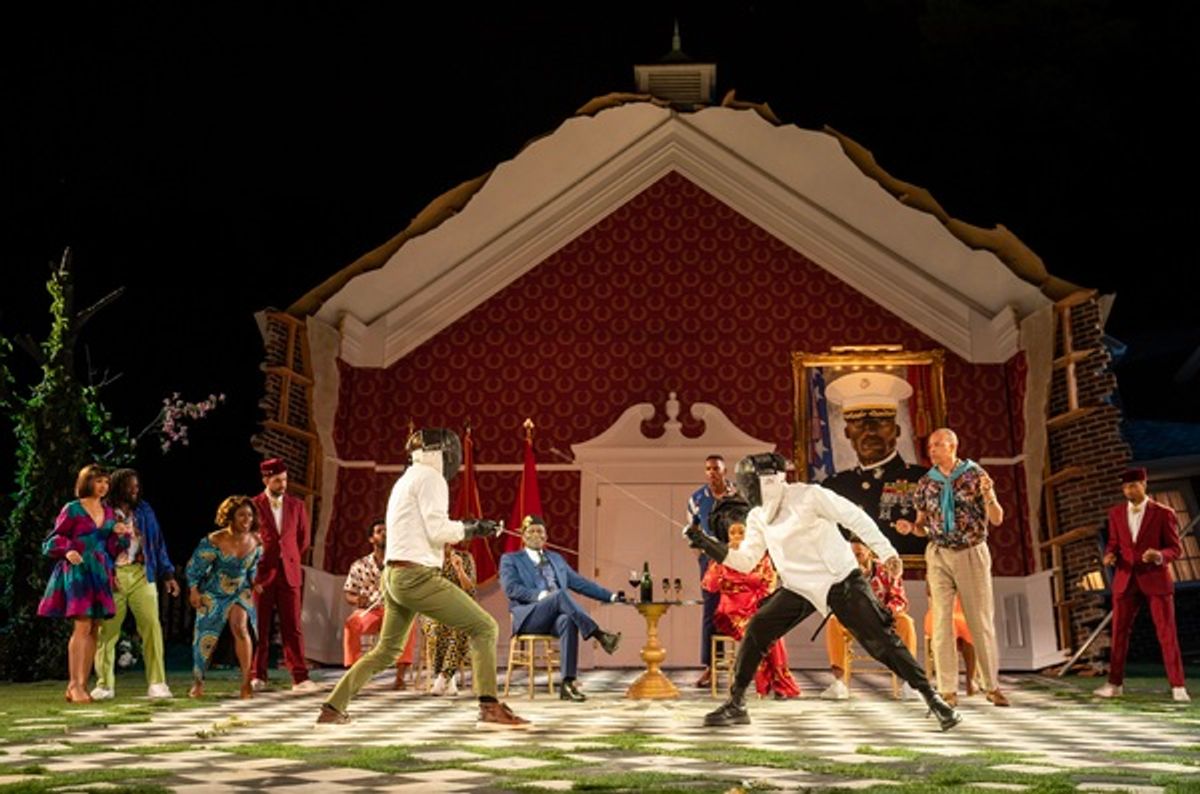 Nick Rehberger and Ato Blankson-Wood (foreground) with the company  at 