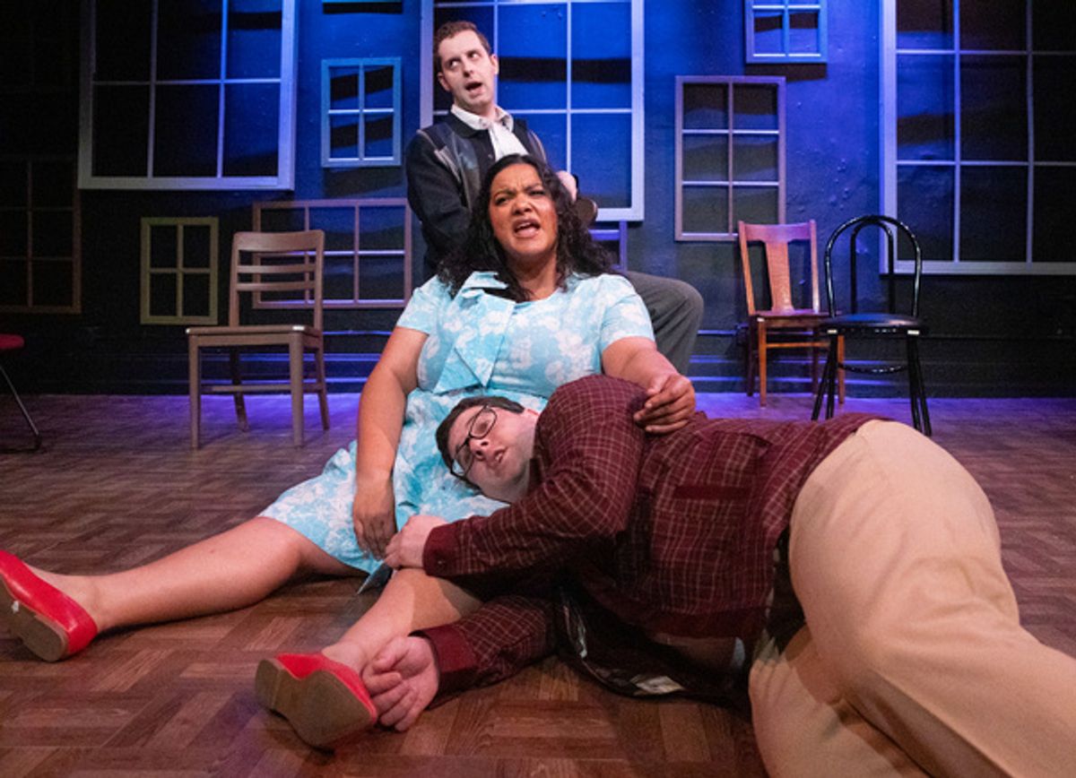 Christopher Johnson (Franklin Shepard), Brittney Brown (Mary Flynn) and Dustin Rothbart (Charley Kringas) at 