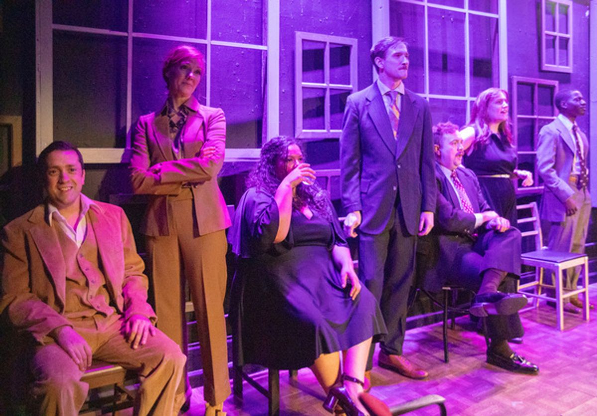 Nick Arceo (Jerome), Jodi Gage (Scotty), Brittney Brown (Mary Flynn), Evan B. Smith (Tyler), Eddie Ledford (Ensemble), Sophie Murk (K.T), Kyle Johnson (Ru) at 