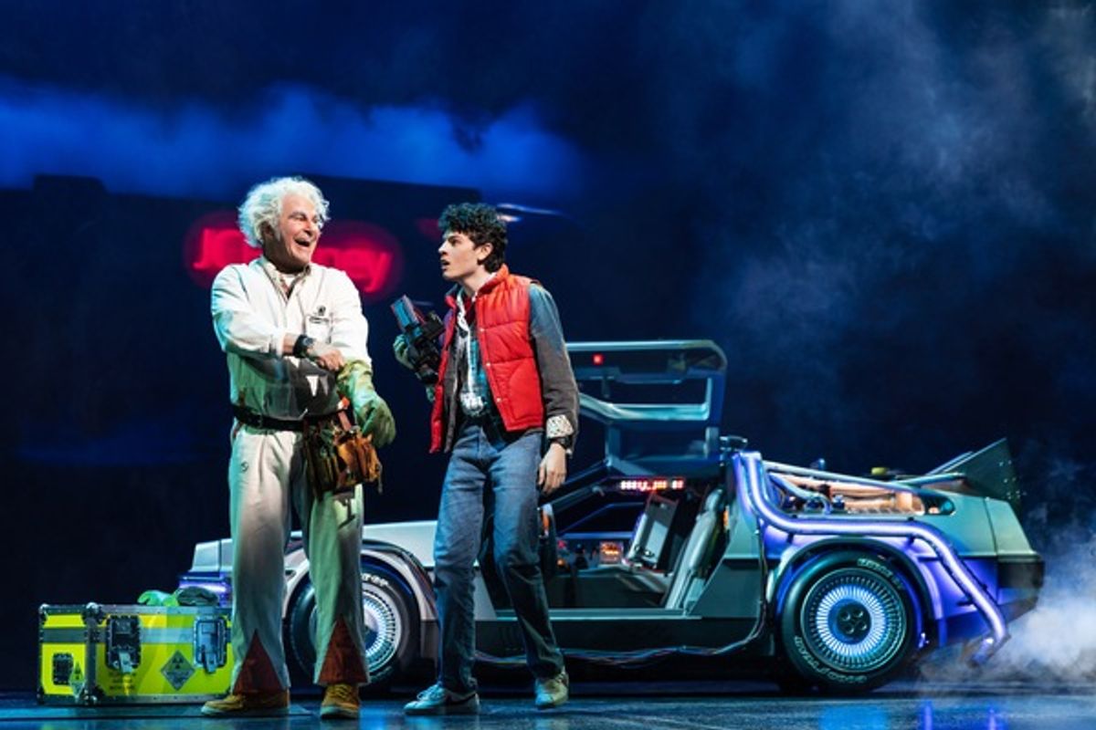 Roger Bart (Doc Brown) & Casey Likes (Marty McFly) in Back to the Future: The Musical at 