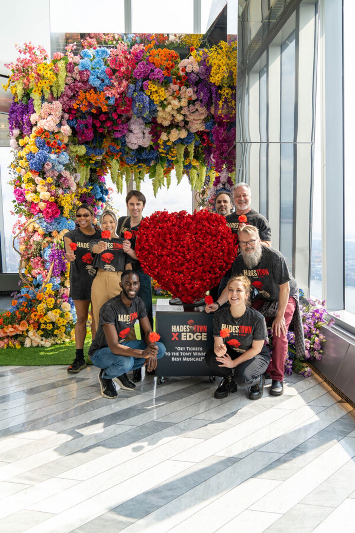 Photos: HADESTOWN Cast Visits 'The Hadestown Heart' On View At SKY BLOOM At Edge Hudson Yards  Image