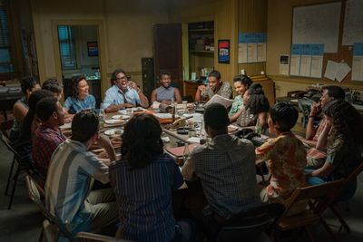 Colman Domingo as Bayard Rustin, Melissa Rakiro as Yvette, Ayana Workman as Eleanor,  Photo