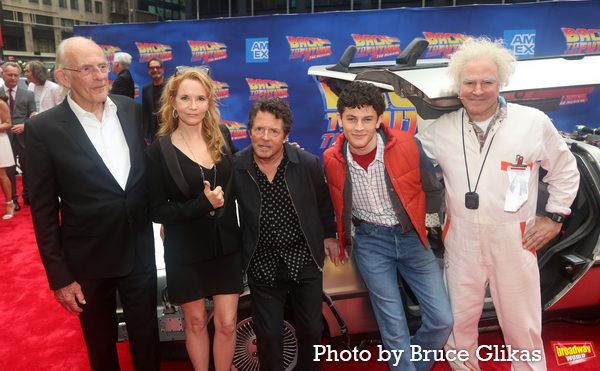Christopher Lloyd, Lea Thompson, Michael J. Fox, Casey Likes and Roger Bart  Photo